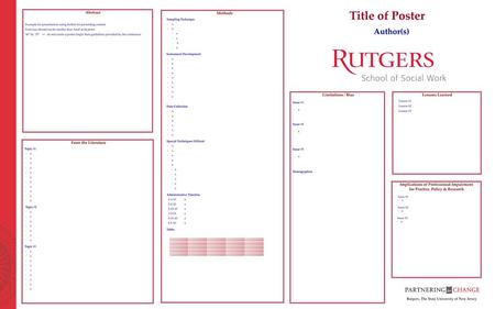 Title of Poster Author(s) Methods Limitations / Bias