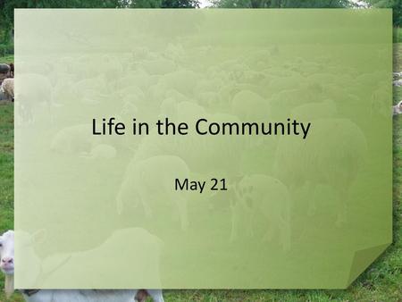 Life in the Community May 21.