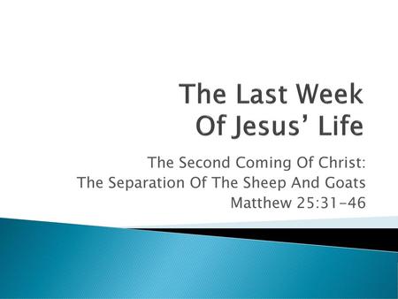 The Last Week Of Jesus’ Life