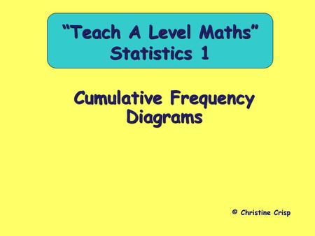 “Teach A Level Maths” Statistics 1