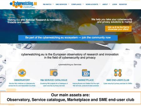 Observatory, Service catalogue, Marketplace and SME end-user club