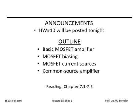 HW#10 will be posted tonight