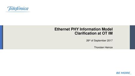 Ethernet PHY Information Model Clarification at OT IM