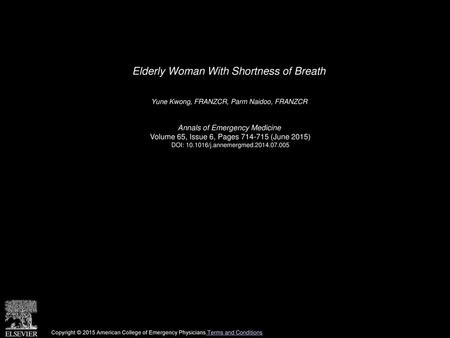 Elderly Woman With Shortness of Breath