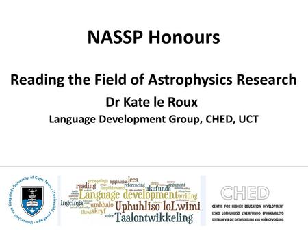 NASSP Honours Dr Kate le Roux