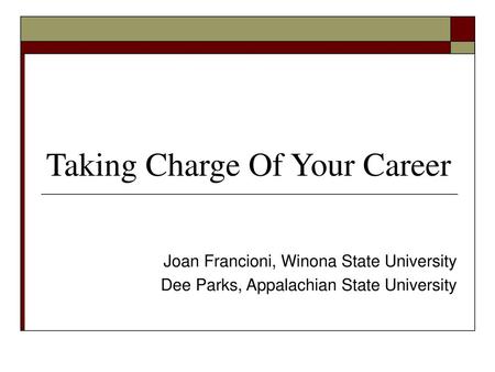 Taking Charge Of Your Career