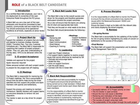 ROLE of a BLACK BELT CANDIDATE