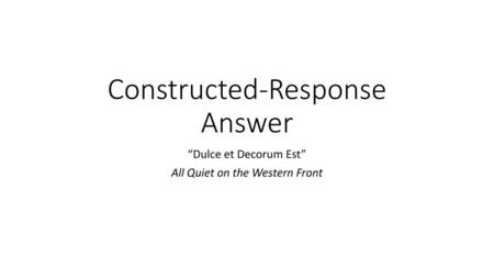 Constructed-Response Answer