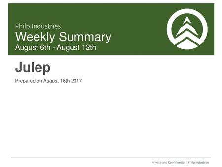 Philp Industries Weekly Summary August 6th - August 12th