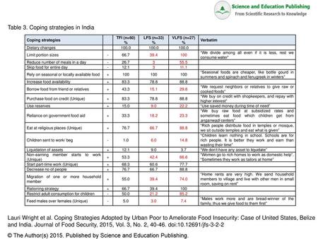 Table 3. Coping strategies in India