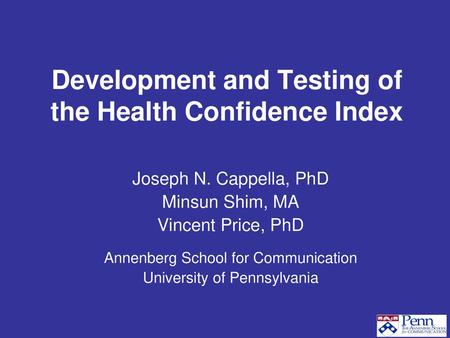 Development and Testing of the Health Confidence Index