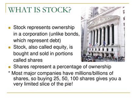 WHAT IS STOCK? Stock represents ownership