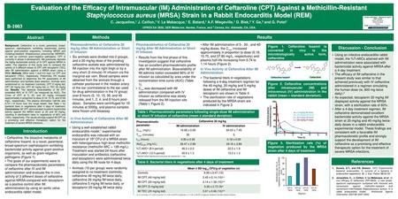 Evaluation of the Efficacy of Intramuscular (IM) Administration of Ceftaroline (CPT) Against a Methicillin-Resistant Staphylococcus aureus (MRSA) Strain.