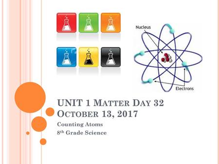 UNIT 1 Matter Day 32 October 13, 2017