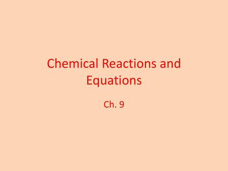 Chemical Reactions and Equations