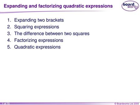 Expanding and factorizing quadratic expressions