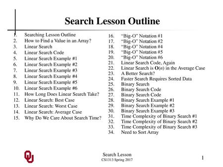 Search Lesson Outline Searching Lesson Outline