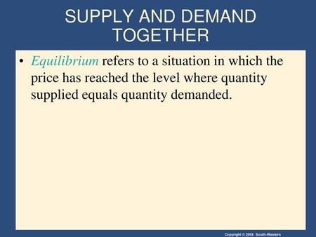 SUPPLY AND DEMAND TOGETHER