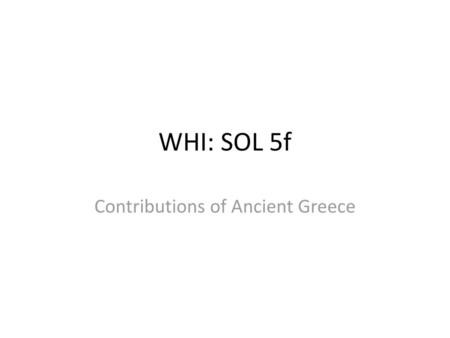 Contributions of Ancient Greece