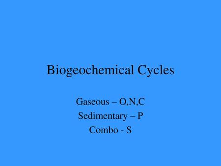 Biogeochemical Cycles