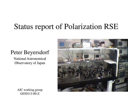 Status report of Polarization RSE