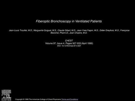 Fiberoptic Bronchoscopy in Ventilated Patients