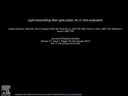 Light-transmitting fiber optic posts: An in vitro evaluation