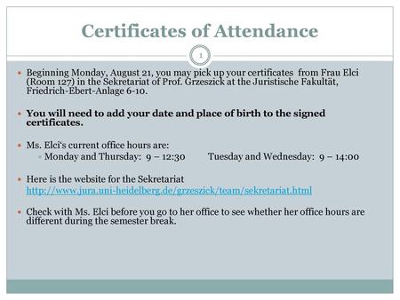 Certificates of Attendance