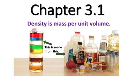 Density is mass per unit volume.