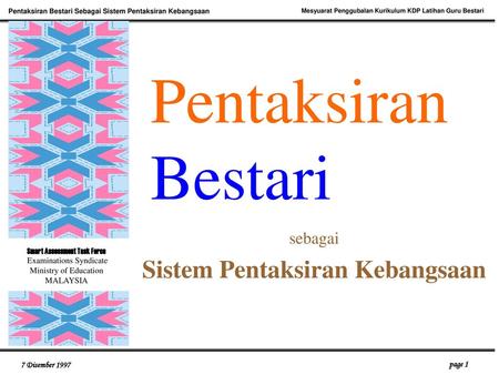 sebagai Sistem Pentaksiran Kebangsaan