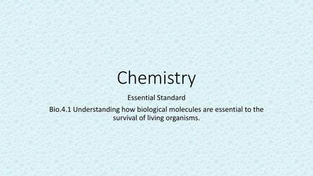 Chemistry Essential Standard