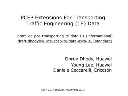 PCEP Extensions For Transporting Traffic Engineering (TE) Data