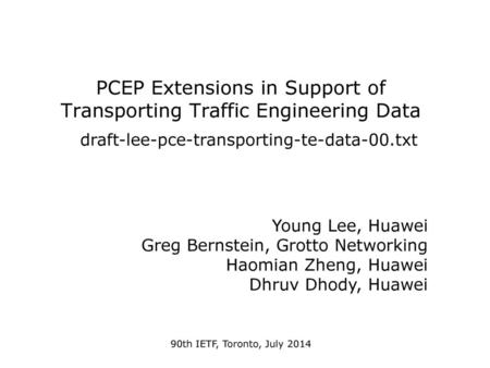 PCEP Extensions in Support of Transporting Traffic Engineering Data