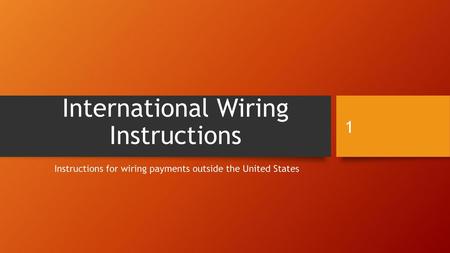 International Wiring Instructions