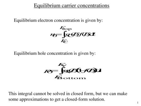 Equilibrium carrier concentrations