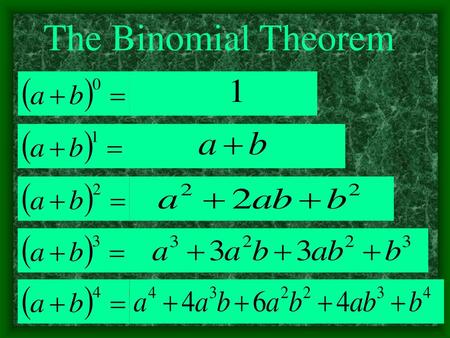 The Binomial Theorem.