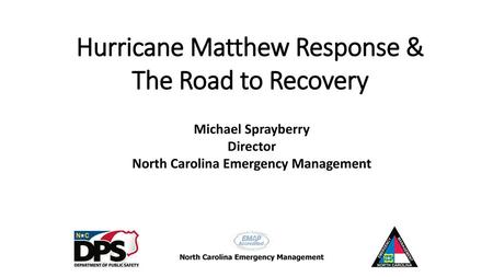 Hurricane Matthew Response & The Road to Recovery