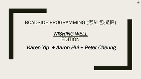 ROADSIDE PROGRaMMING (老細包攪惦) wishing well edition