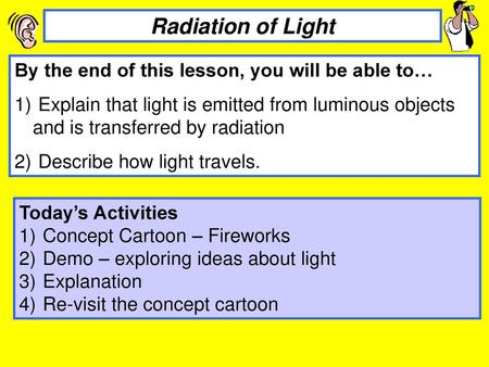 Radiation of Light By the end of this lesson, you will be able to…