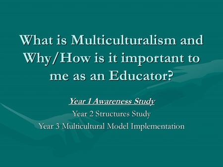 Year 3 Multicultural Model Implementation