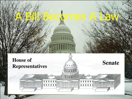 A Bill Becomes A Law House of Representatives Senate.