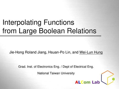 Interpolating Functions from Large Boolean Relations