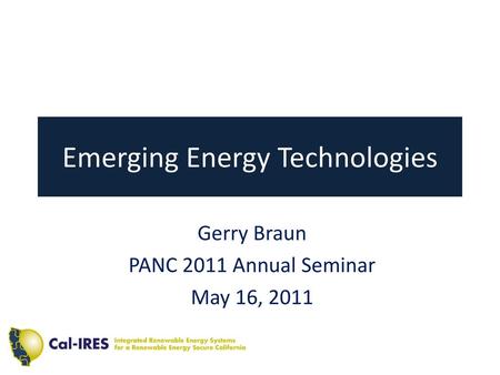 Emerging Energy Technologies