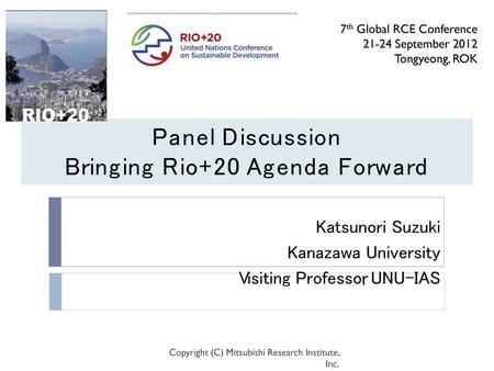 Panel Discussion Bringing Rio+20 Agenda Forward