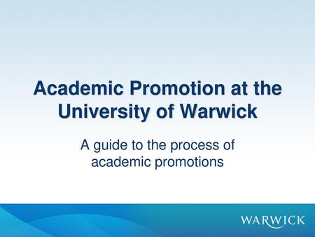 Academic Promotion at the University of Warwick