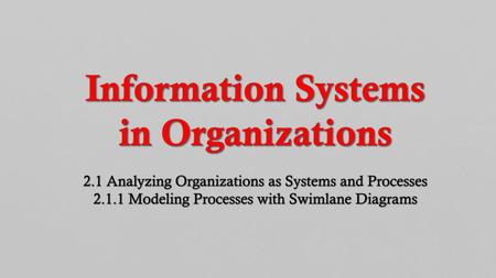 Information Systems in Organizations 2