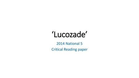 2014 National 5 Critical Reading paper