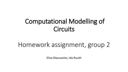 Computational Modelling of Circuits Homework assignment, group 2