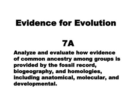 Evidence for Evolution