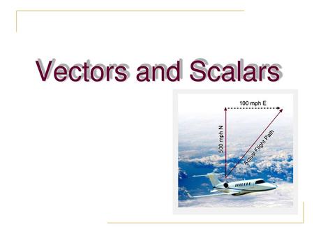 Vectors and Scalars This is longer than one class period. Try to start during trig day.